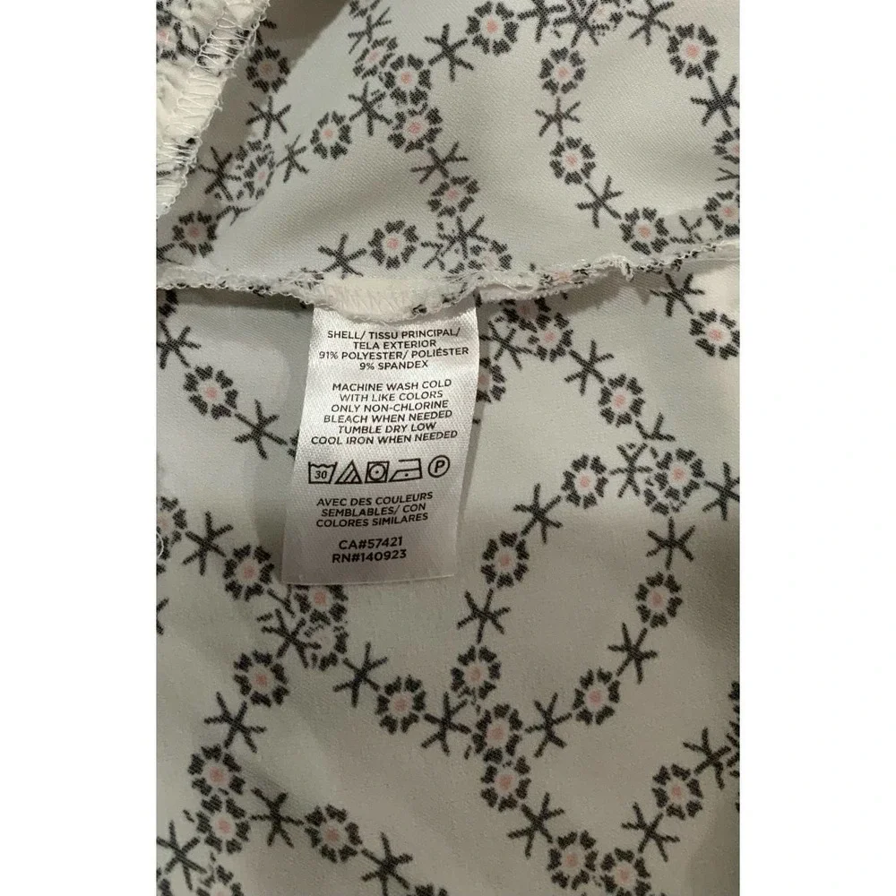 Loft Ruffle Flare Dress White Black Floral Long Sleeve Ruffle Hem size 8 #1094 - Picture 7 of 8